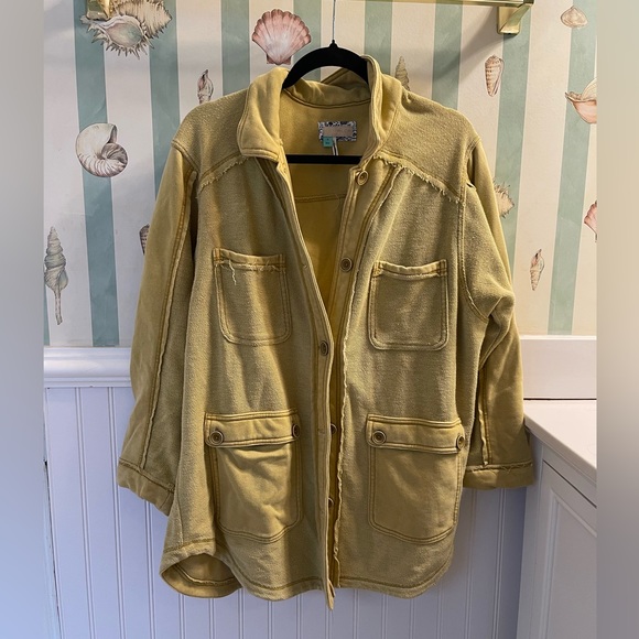Pilcro Jackets & Blazers - Anthropologie Pilcro Mustard Yellow Distressed Knit Jacket